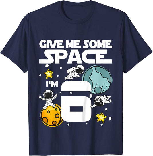 Kids 6 Year Old Outer Space Birthday Planets Astronaut 6th Gift T-Shirt - T-Shirt | Navy