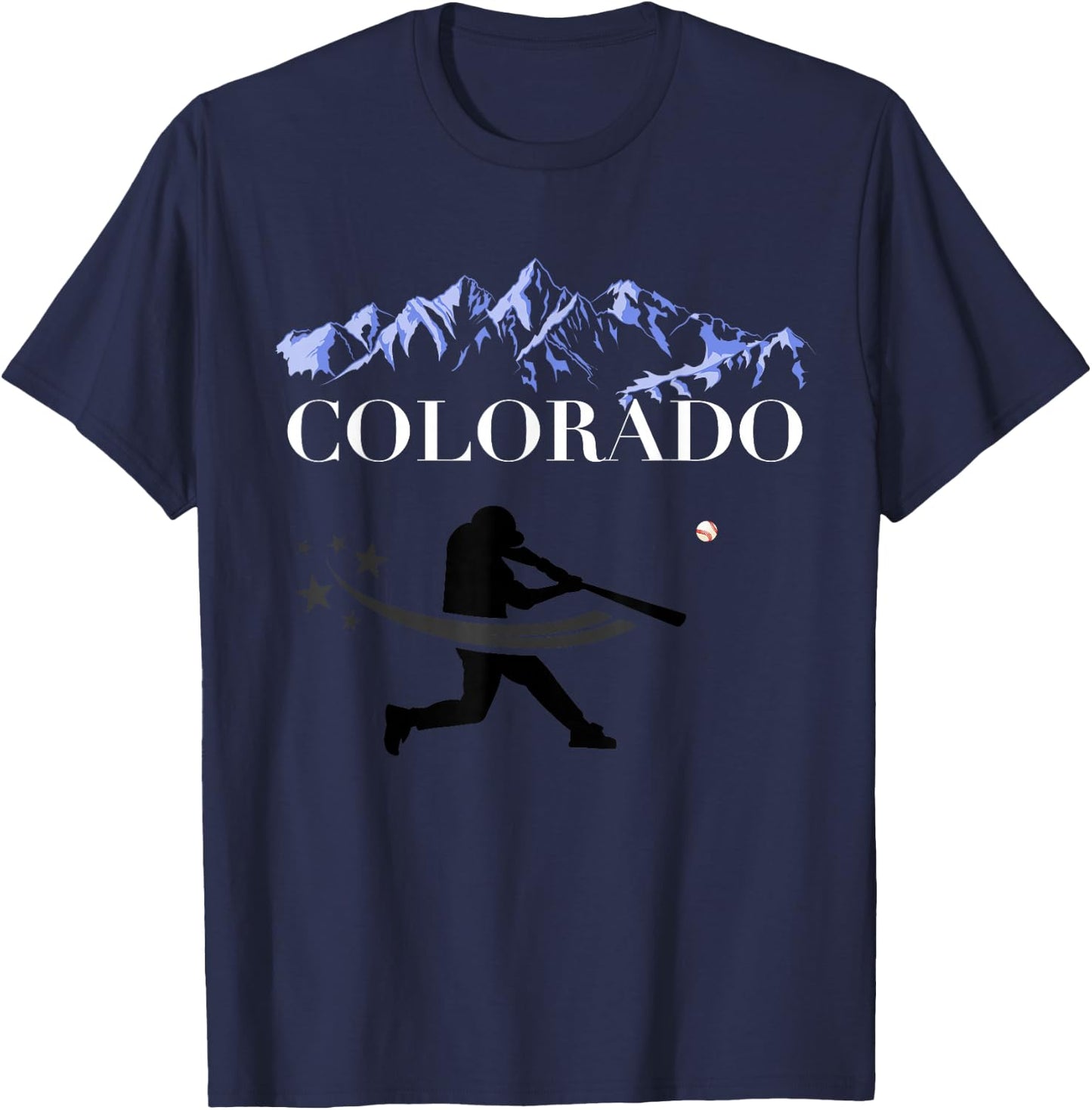 Colorado Rocky Mountain Baseball Player Design T-Shirt - T-Shirt | Navy