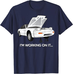 240sx S13 Hatch I'm Working On It Graphic T-Shirt - T-Shirt | Navy