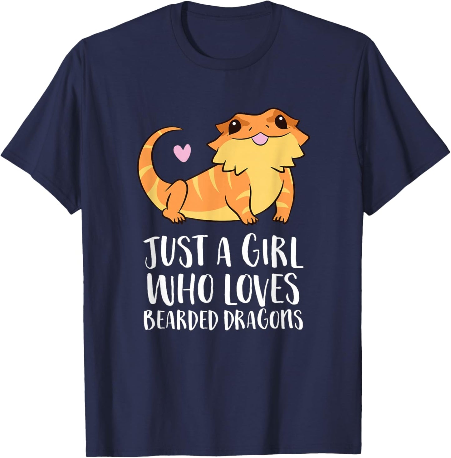 Just a Girl Who Loves Bearded Dragons Lizard Reptile Small T-Shirt - T-Shirt | Navy