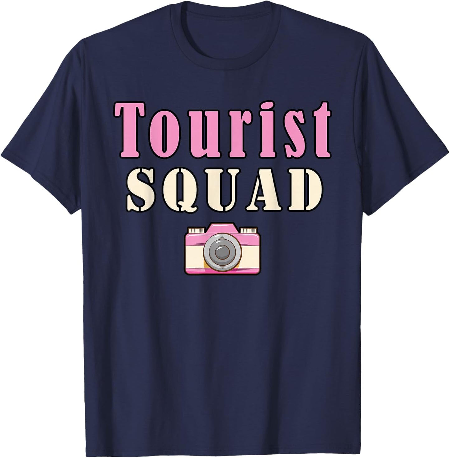 Tourist Squad Camera Girl Souvenir Vacation Travel Retro T-Shirt - T-Shirt | Navy