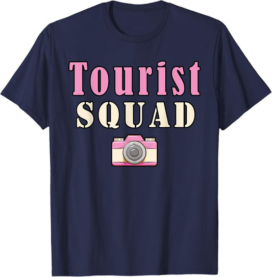 Tourist Squad Camera Girl Souvenir Vacation Travel Retro T-Shirt - T-Shirt | Navy