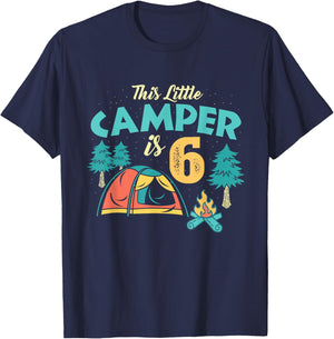 6th Birthday This Little Camper Is 6 Years Old Bday T-Shirt - T-Shirt | Navy