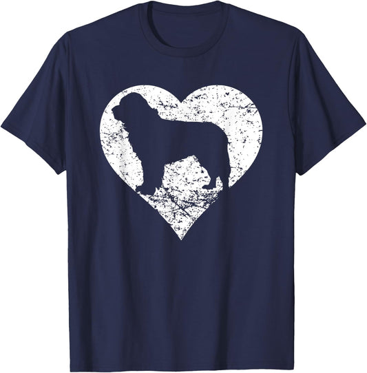 Distressed Newfoundland Heart Dog Owner Graphic T-Shirt - T-Shirt | Navy