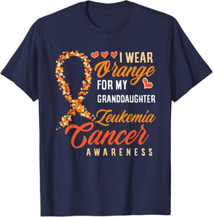 I Wear Orange For My Granddaughter Leukemia Cancer Awareness T-Shirt - T-Shirt | Navy