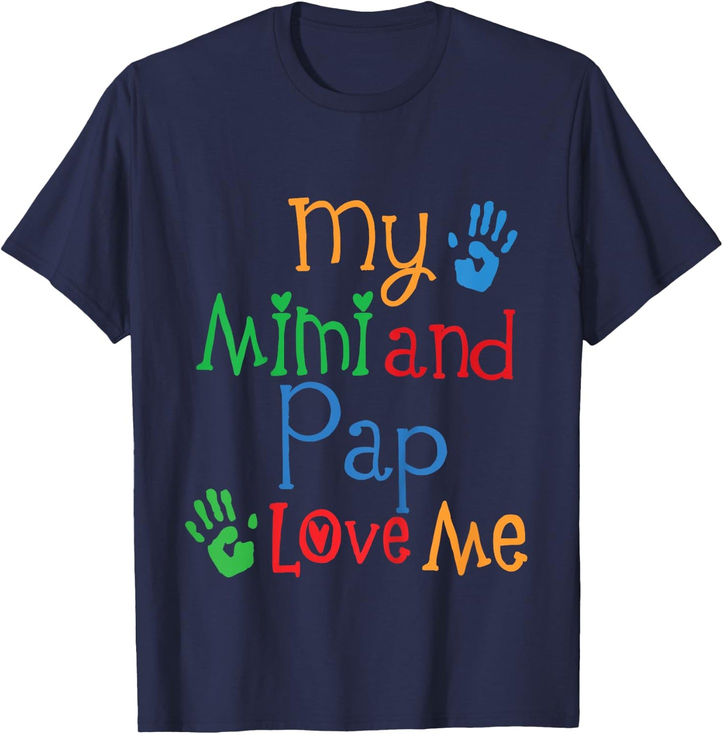 Kids Mimi And Pap Love Me Grandkids T-Shirt - T-Shirt | Navy