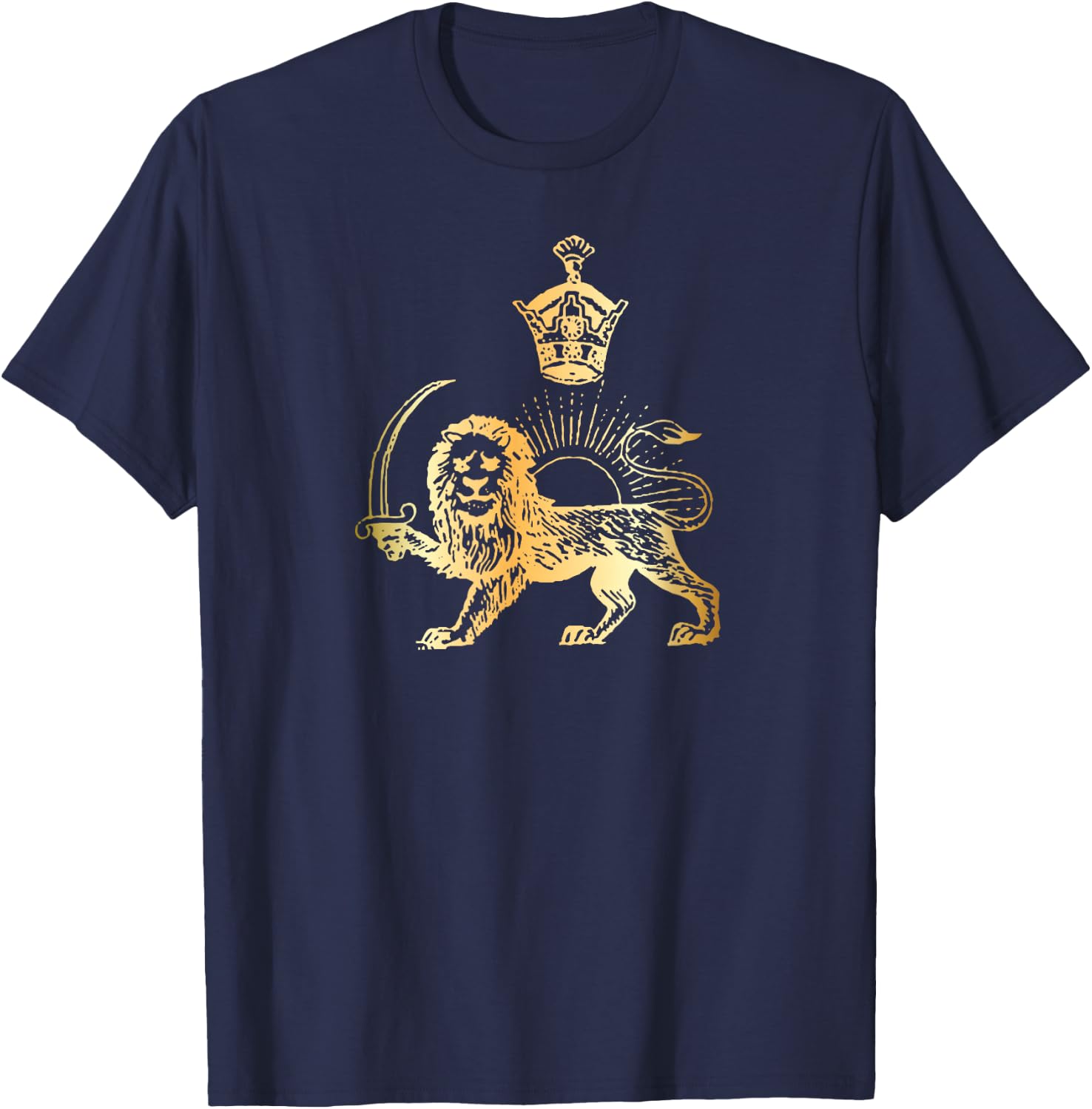 Persian Flag Iranian Lion Sun and Crown Iran Persia T-Shirt - T-Shirt | Navy