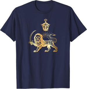 Persian Flag Iranian Lion Sun and Crown Iran Persia T-Shirt - T-Shirt | Navy