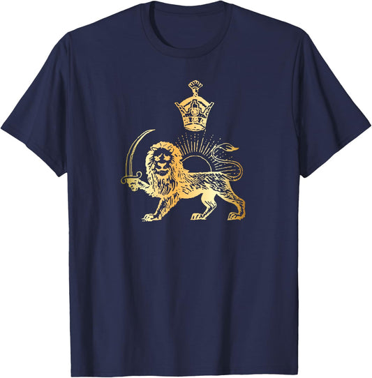 Persian Flag Iranian Lion Sun and Crown Iran Persia T-Shirt - T-Shirt | Navy