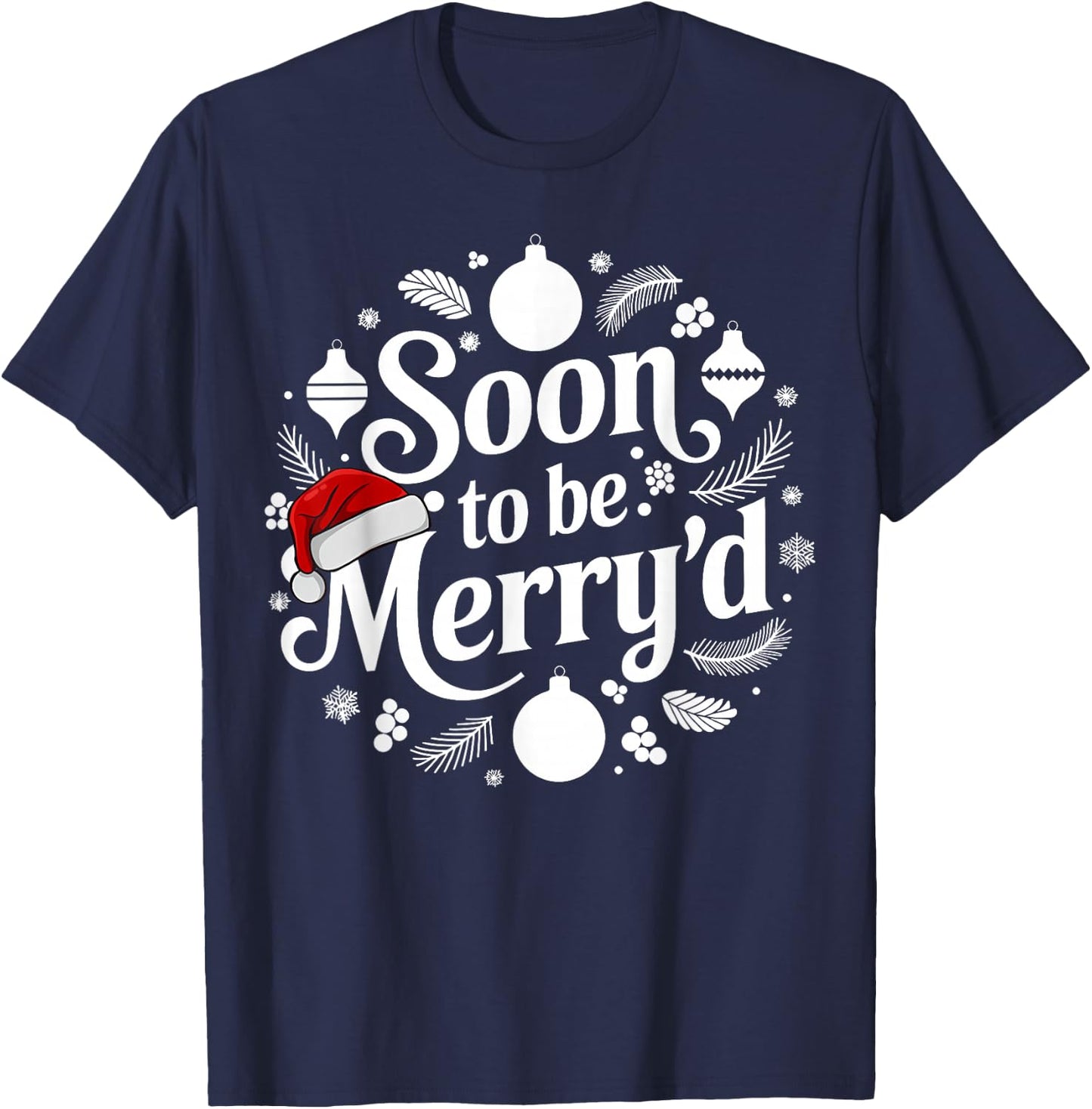 Soon to Be Merry'd Christmas Engaged Matching Couple T-Shirt - T-Shirt | Navy
