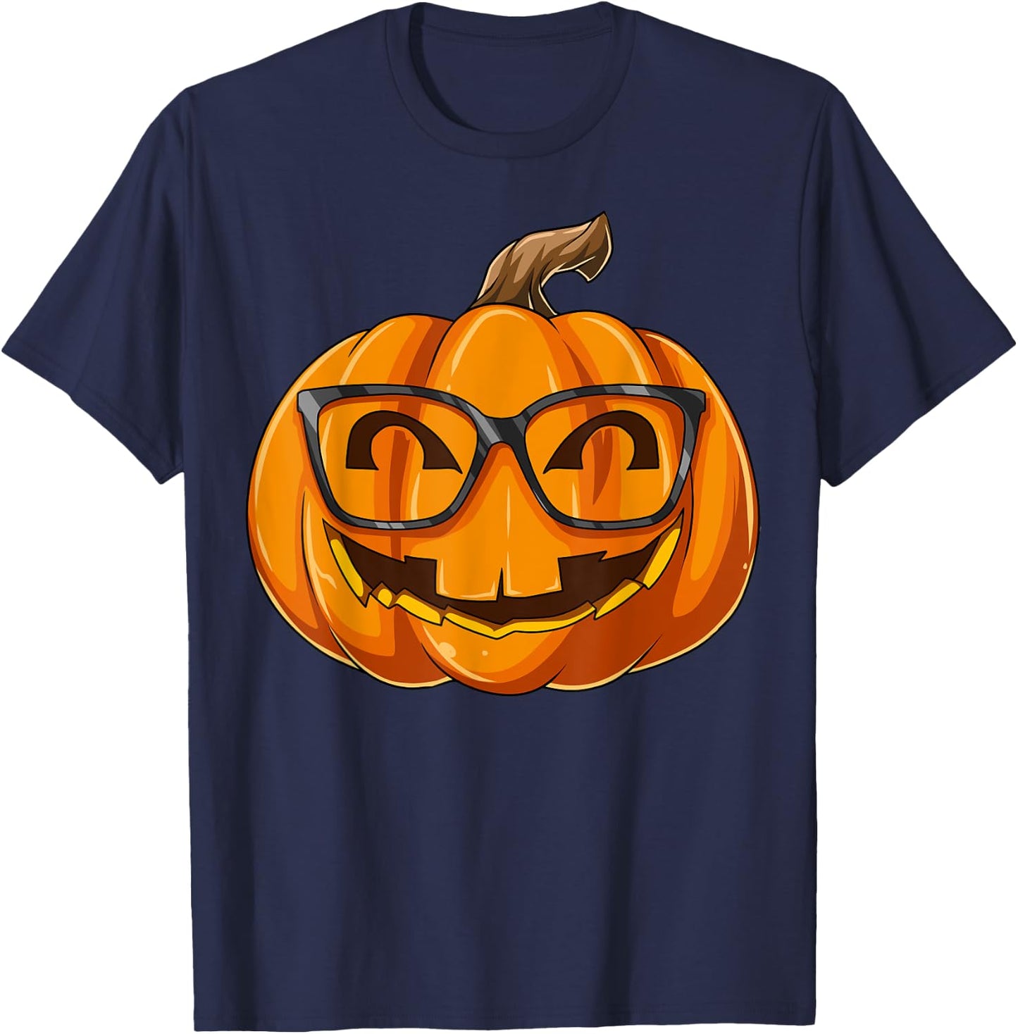 Nerdy Pumpkin Nerd Halloween Pumpkin Nerd Glasses T-Shirt - T-Shirt | Navy