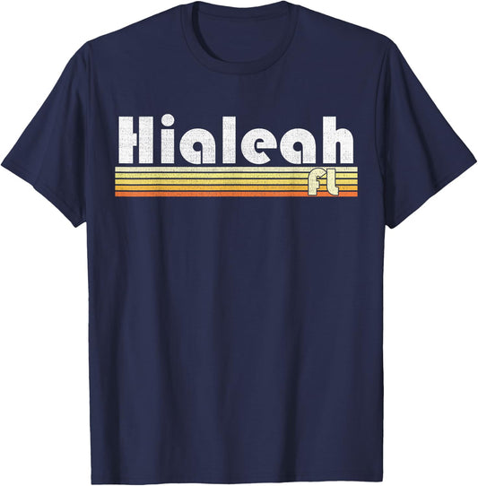 Hialeah Florida Retro Style City Vintage Pride 70s 80s 90s T-Shirt - T-Shirt | Navy