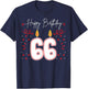 Candle 66 Birthday Party Decoration Wishes Candlelight Cake T-Shirt - T-Shirt | Navy