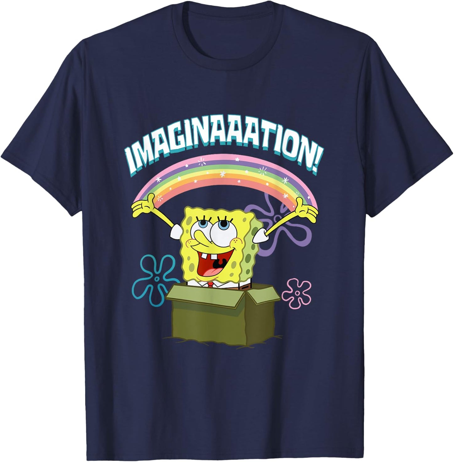 Mademark x SpongeBob SquarePants - SpongeBob SquarePants Imaginaaation Box Funny T-Shirt - T-Shirt | Navy