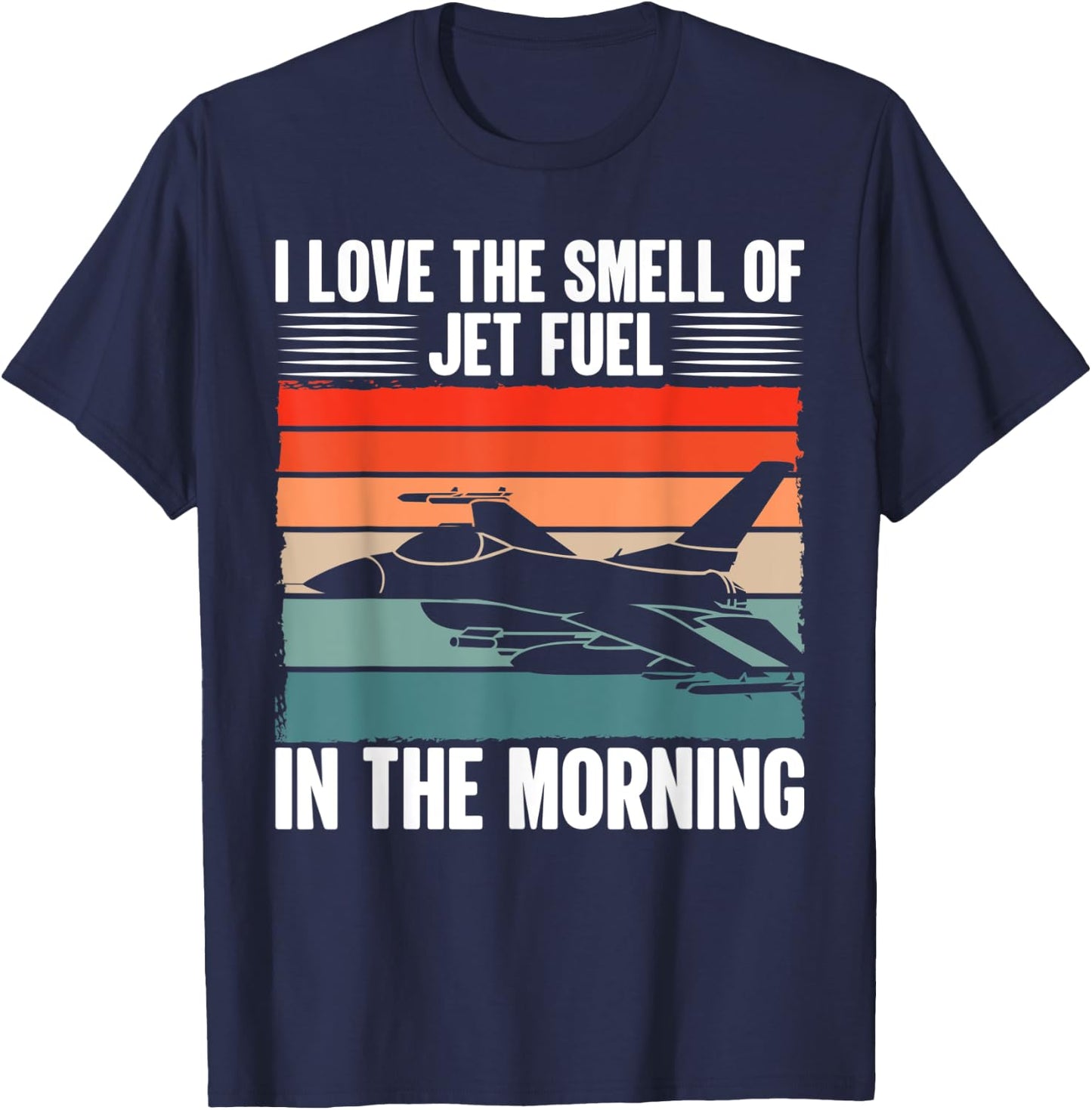 Jet | Love Smell Jet Fuel In The Morning - Vintage Pilot T-Shirt - T-Shirt | Navy