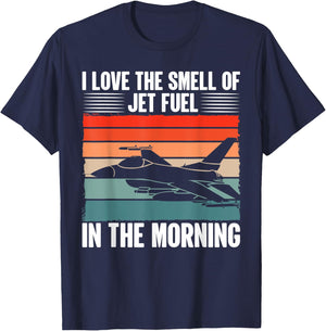 Jet | Love Smell Jet Fuel In The Morning - Vintage Pilot T-Shirt - T-Shirt | Navy