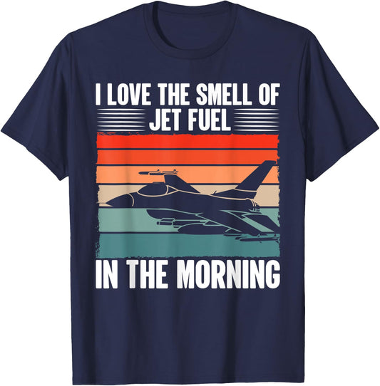 Jet | Love Smell Jet Fuel In The Morning - Vintage Pilot T-Shirt - T-Shirt | Navy
