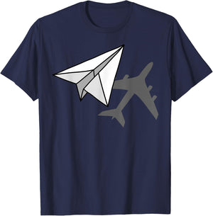 Pilot Paper Airplane Aviator Airman Airwoman Flying Plane T-Shirt - T-Shirt | Navy