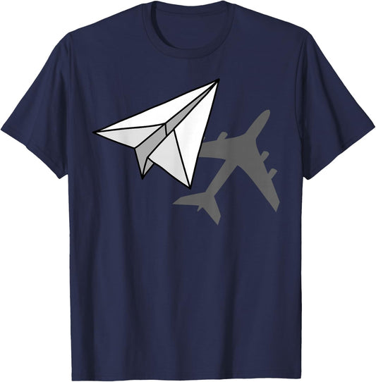 Pilot Paper Airplane Aviator Airman Airwoman Flying Plane T-Shirt - T-Shirt | Navy