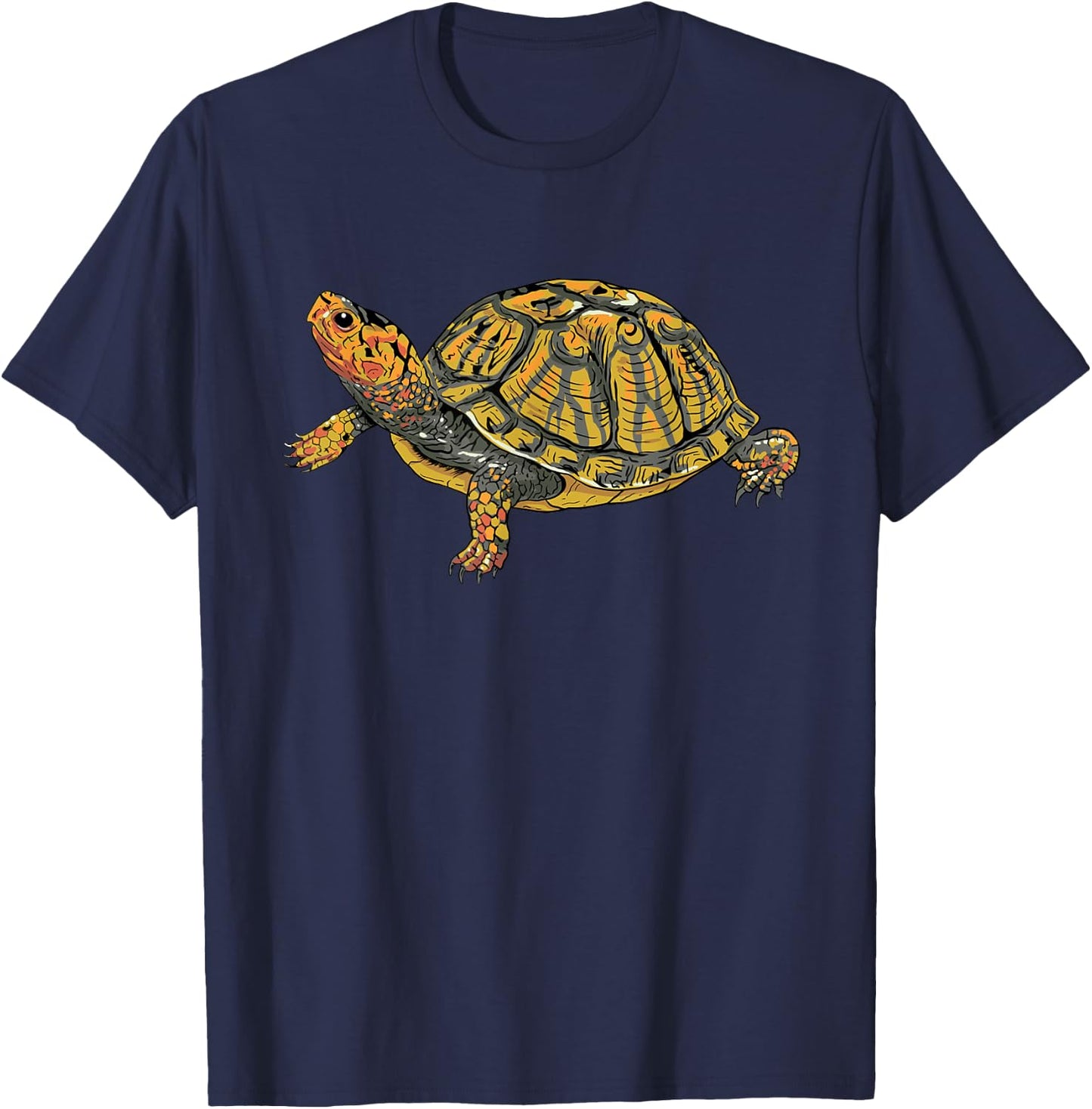 Box Turtle Realistic Illustration Shell Animal T-Shirt - T-Shirt | Navy