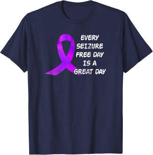 Epilepsy Awareness Ribbon Every Seizure Free Day Great Day T-Shirt - T-Shirt | Navy