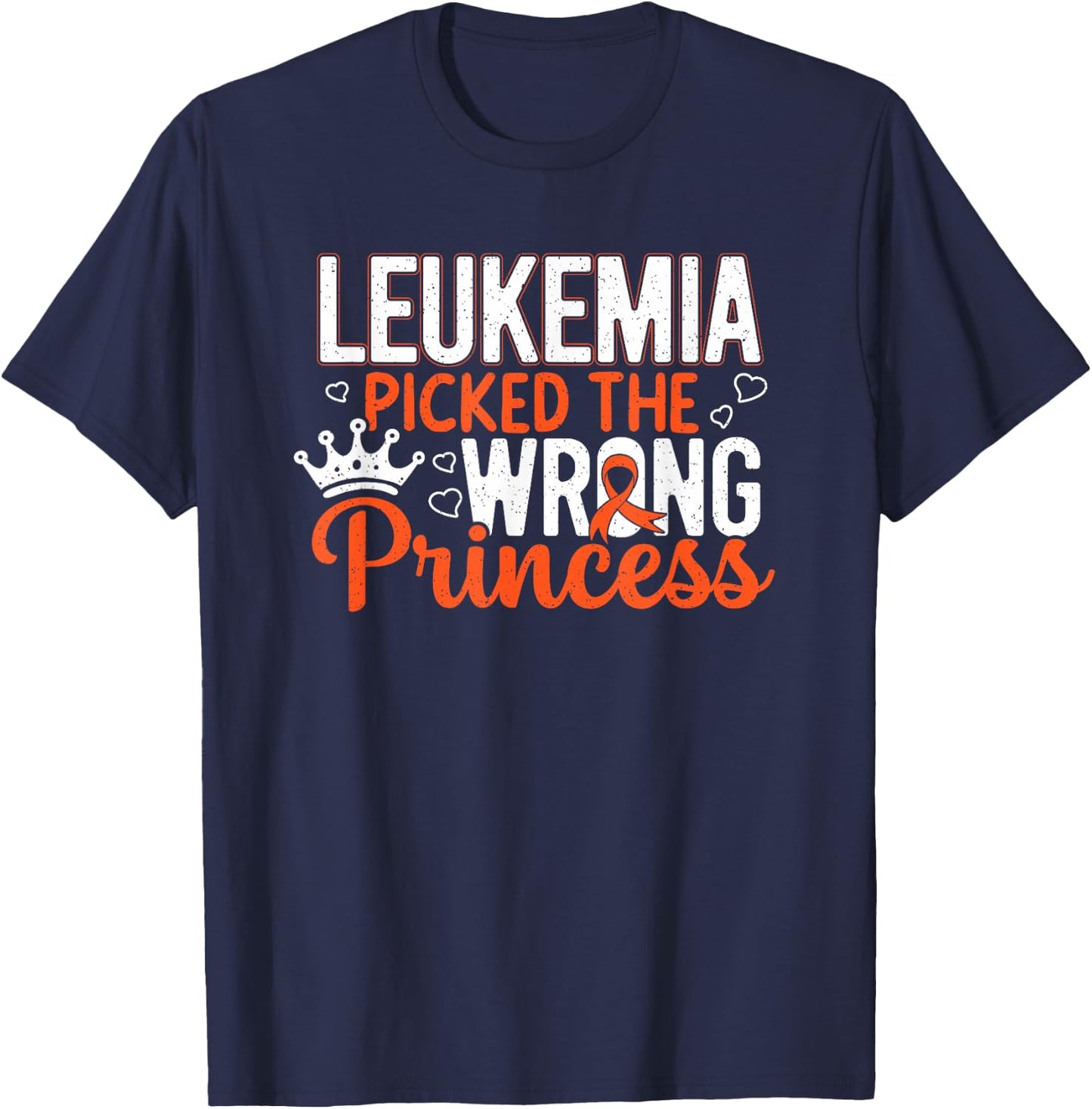 Leukemia Princess Orange Ribbon Awareness Survivor T-Shirt - T-Shirt | Navy