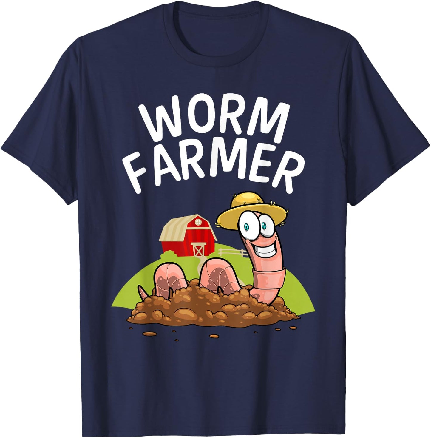 Cool Worm Farmer Women Red Wiggler Worm Composting T-Shirt - T-Shirt | Navy