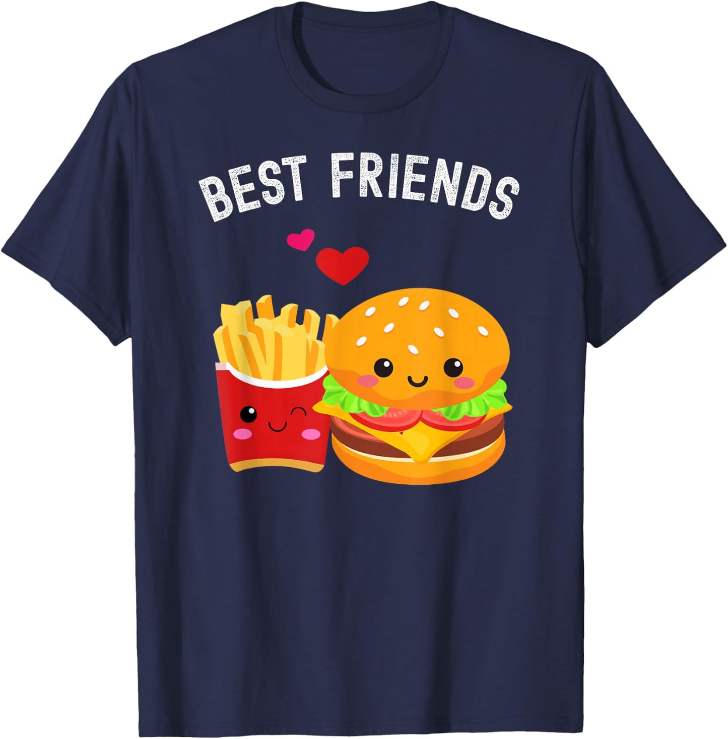 Best Friends Kawaii Burger and Fries Couple T-Shirt - T-Shirt | Navy