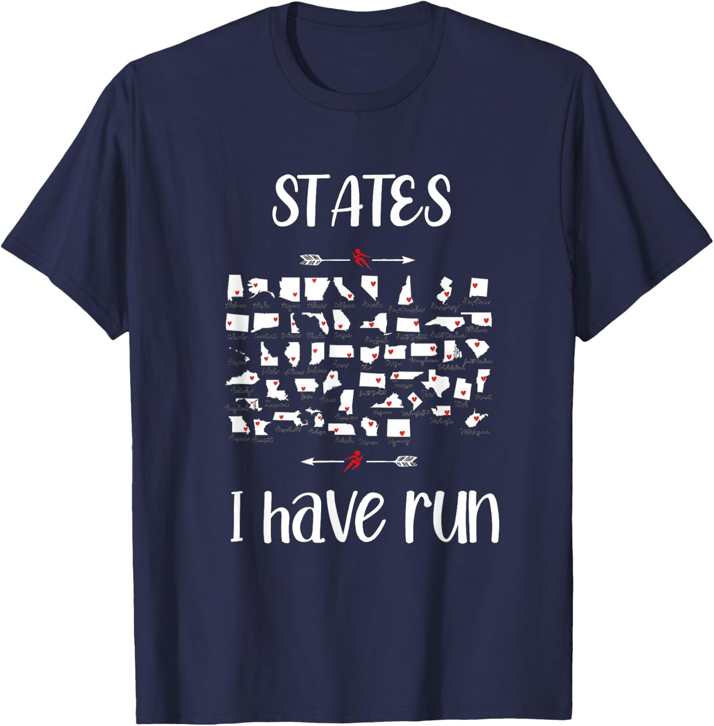 States 50 I Have Run Club Halffanatics Running Enthusiasts T-Shirt - T-Shirt | Navy