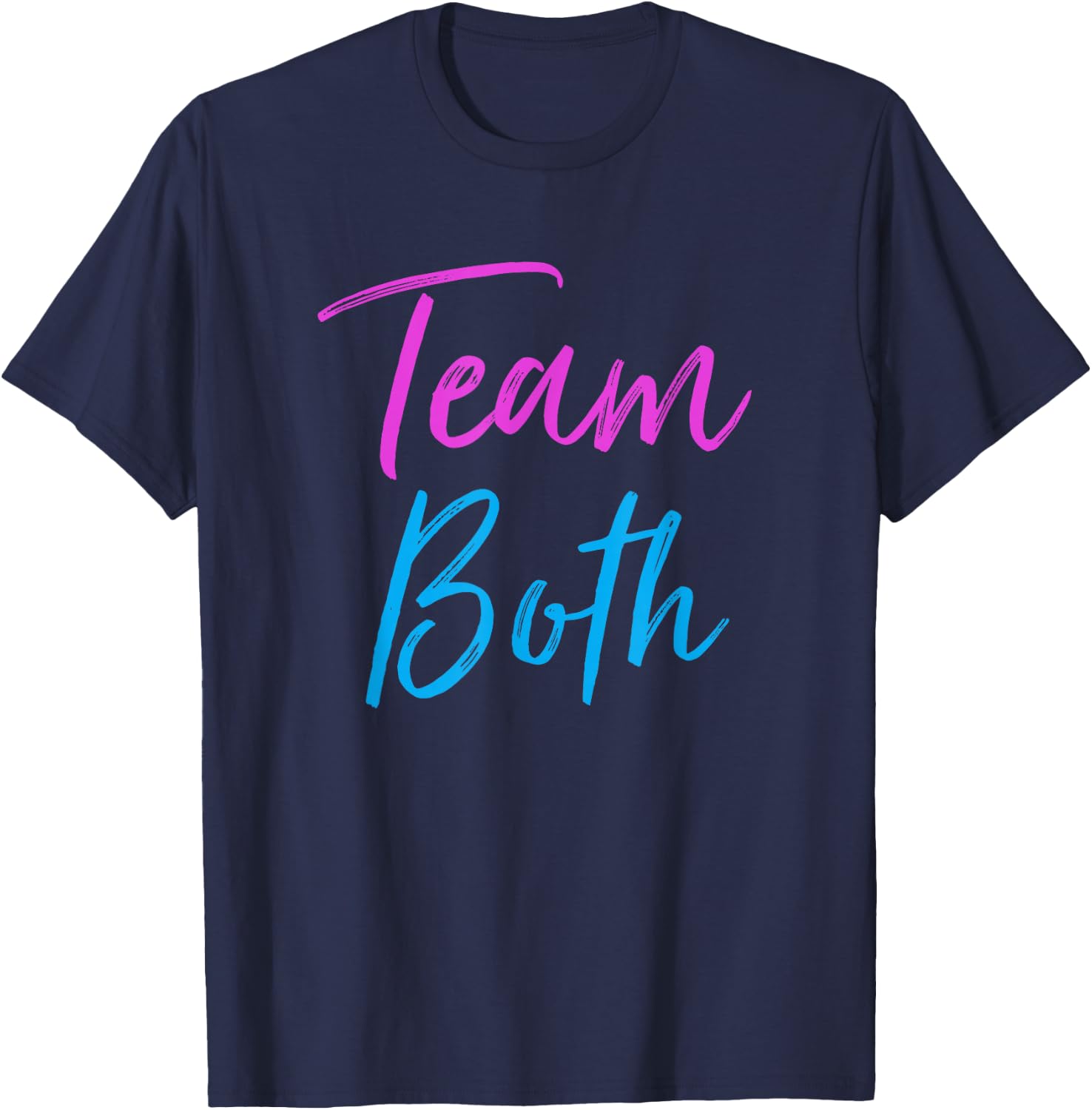 Team Both Twin Gender Reveal Party Announcement T-Shirt - T-Shirt | Navy