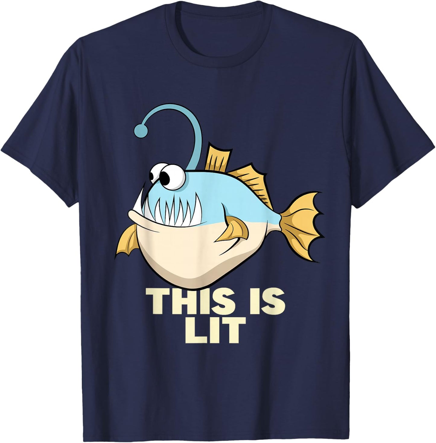 This Is Lit Angler Fish Monster Fishing Fisherman Anglerfish T-Shirt - T-Shirt | Navy