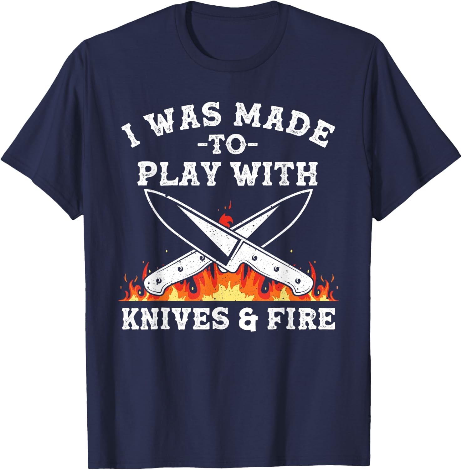 Funny Chef Design Women Knives Play Cooking Lovers T-Shirt - T-Shirt | Navy
