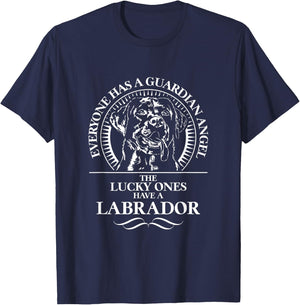 Proud Labrador Guardian Angel dog saying lab mom dog T-Shirt - T-Shirt | Navy