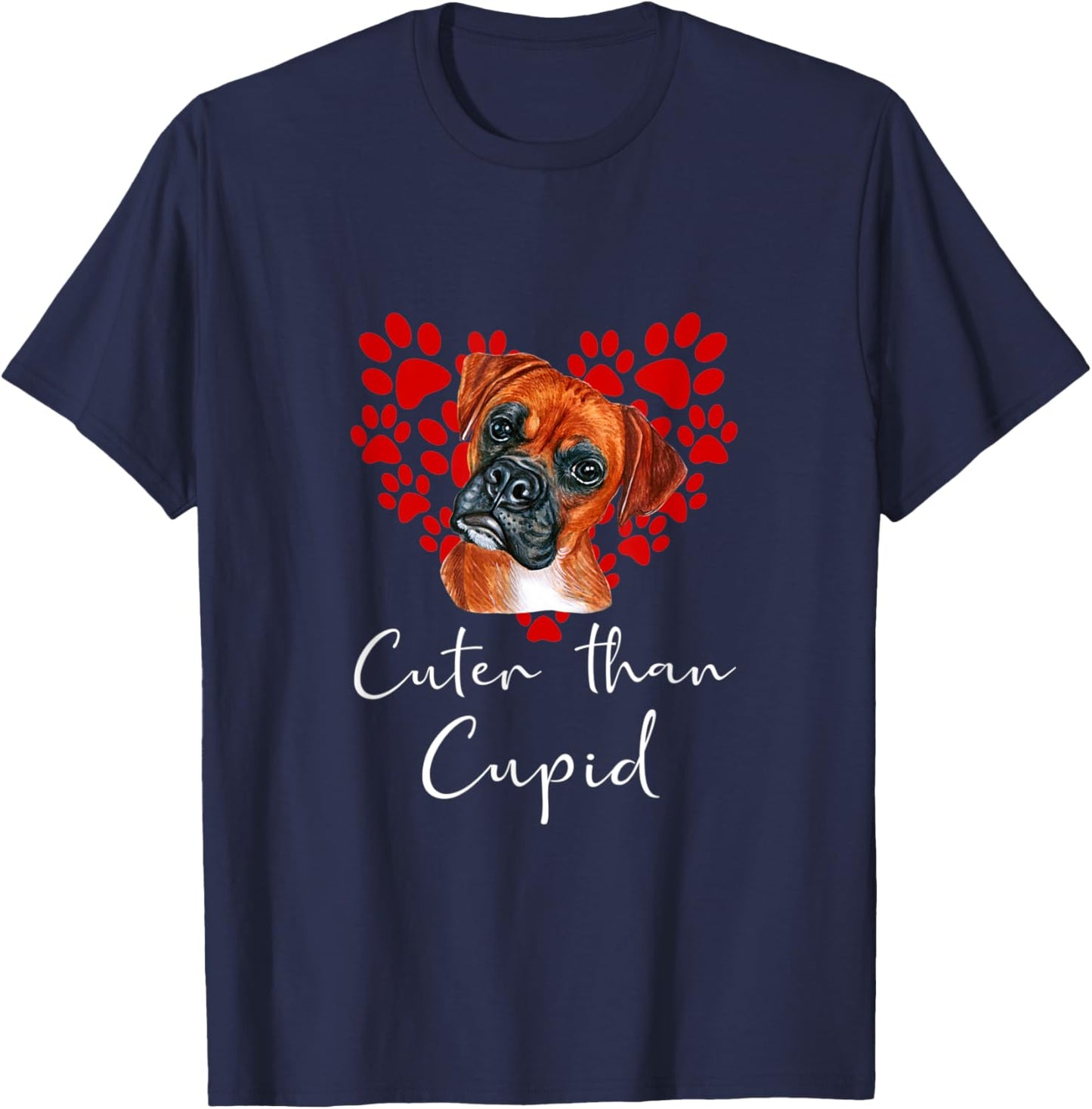 BOXER Dog Cuter Than Cupid Valentines Day T-Shirt - T-Shirt | Navy