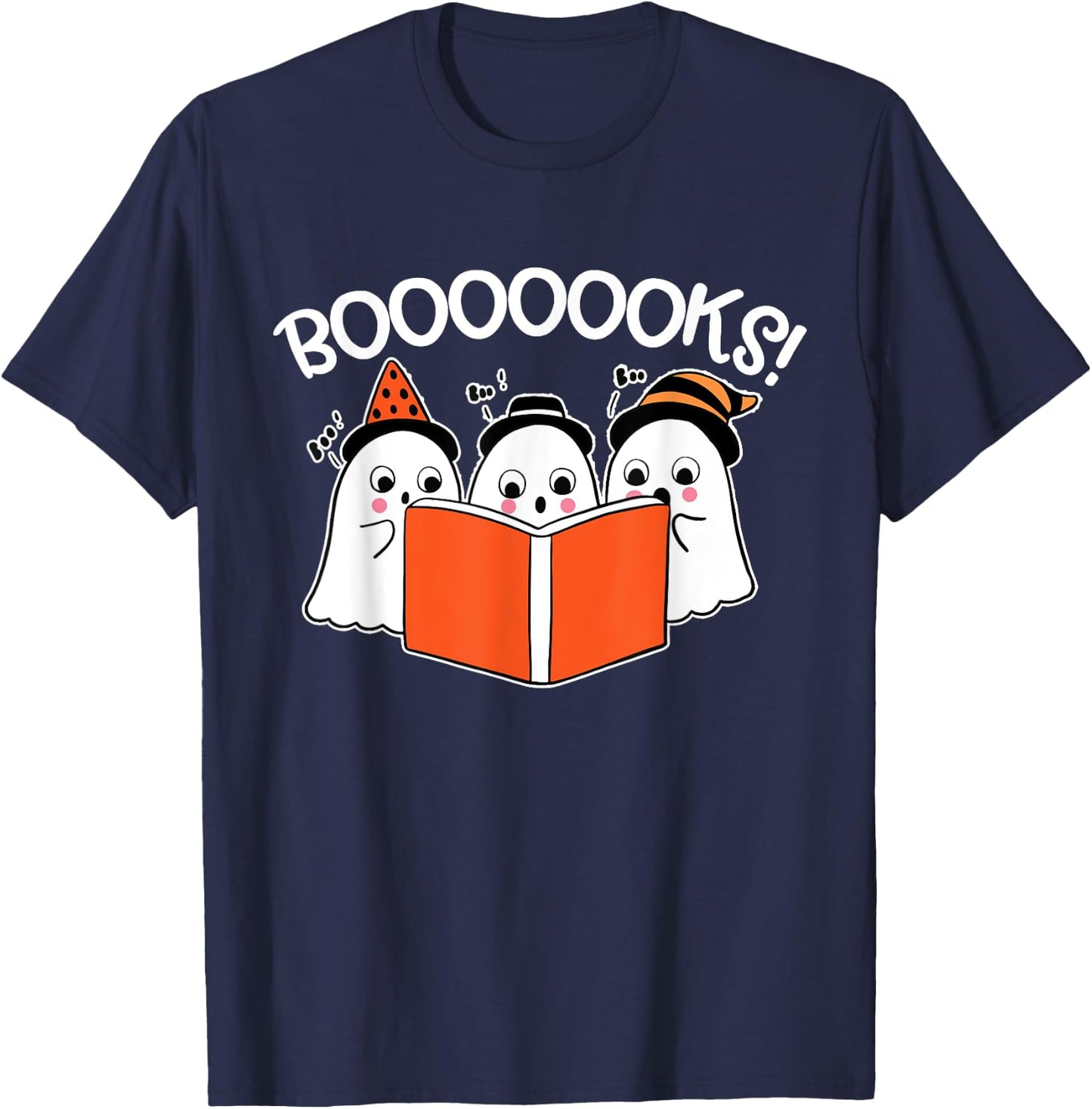 Boooks Lazy DIY Halloween Teacher Funny Ghost Reading Women Kids T-Shirt - T-Shirt | Navy