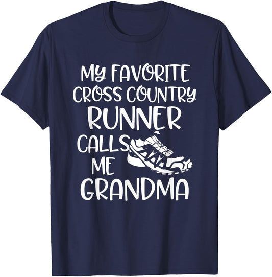 CC My Favorite Cross Country Runner Calls Me Grandma Shoe T-Shirt - T-Shirt | Navy