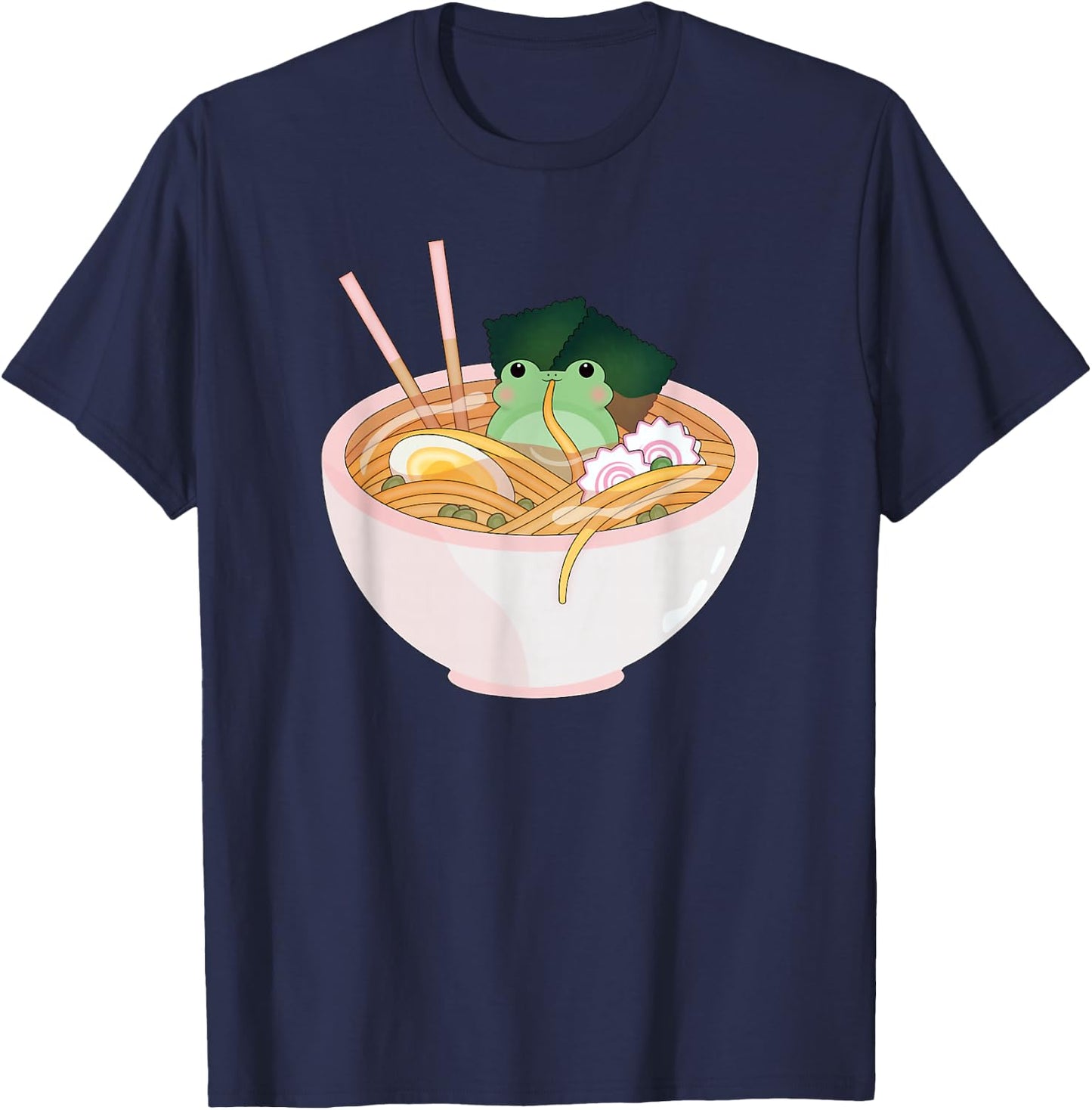 Celestial Carrot Cute Frog Ramen Anime Kids School Anime Fans -Adults Black Short Sleeve Modern Cartoon Small T-Shirt - T-Shirt | Navy
