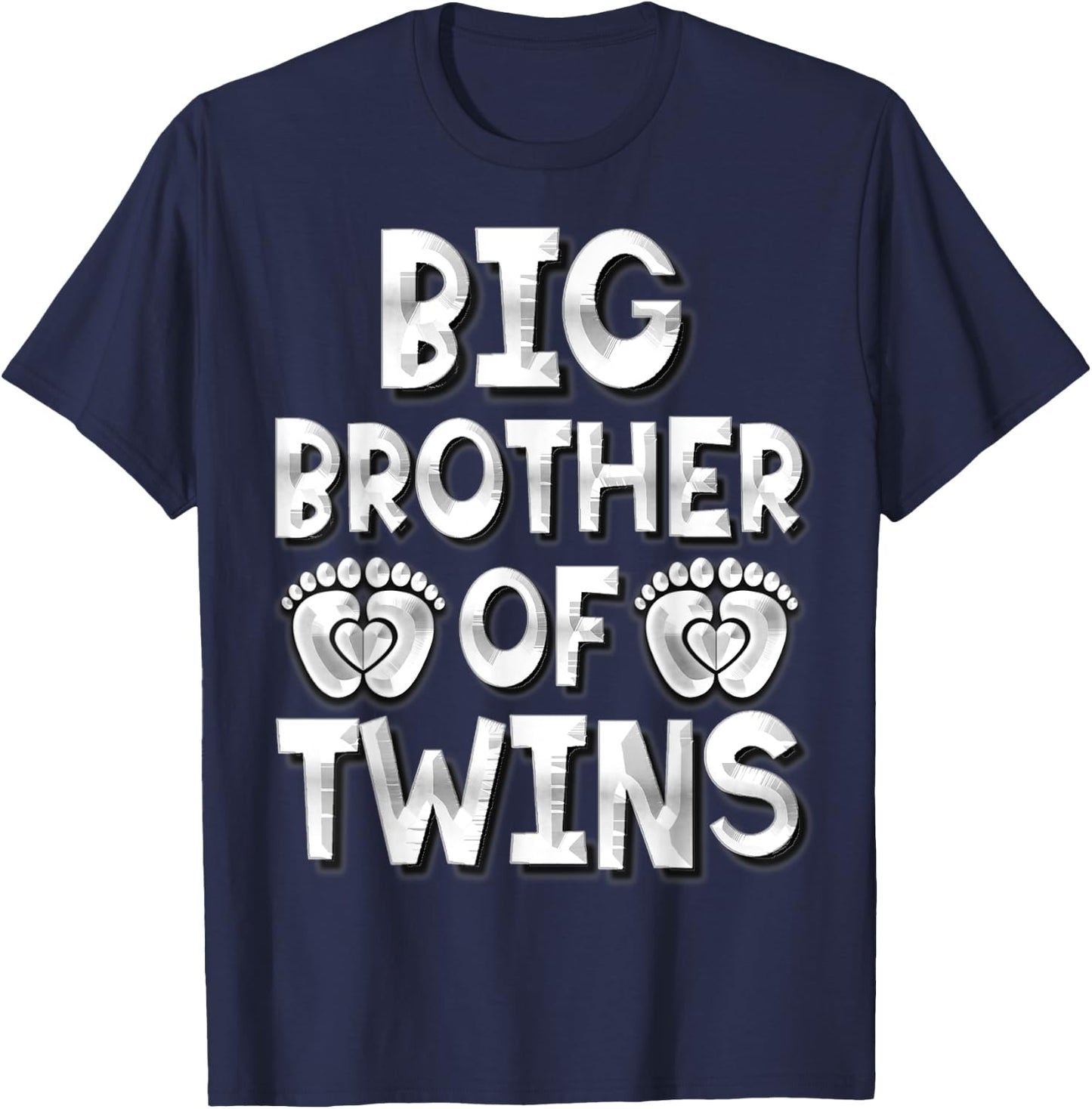 Big Brother Of Twins New Big Brother Sibling Gifts T-Shirt - T-Shirt | Navy