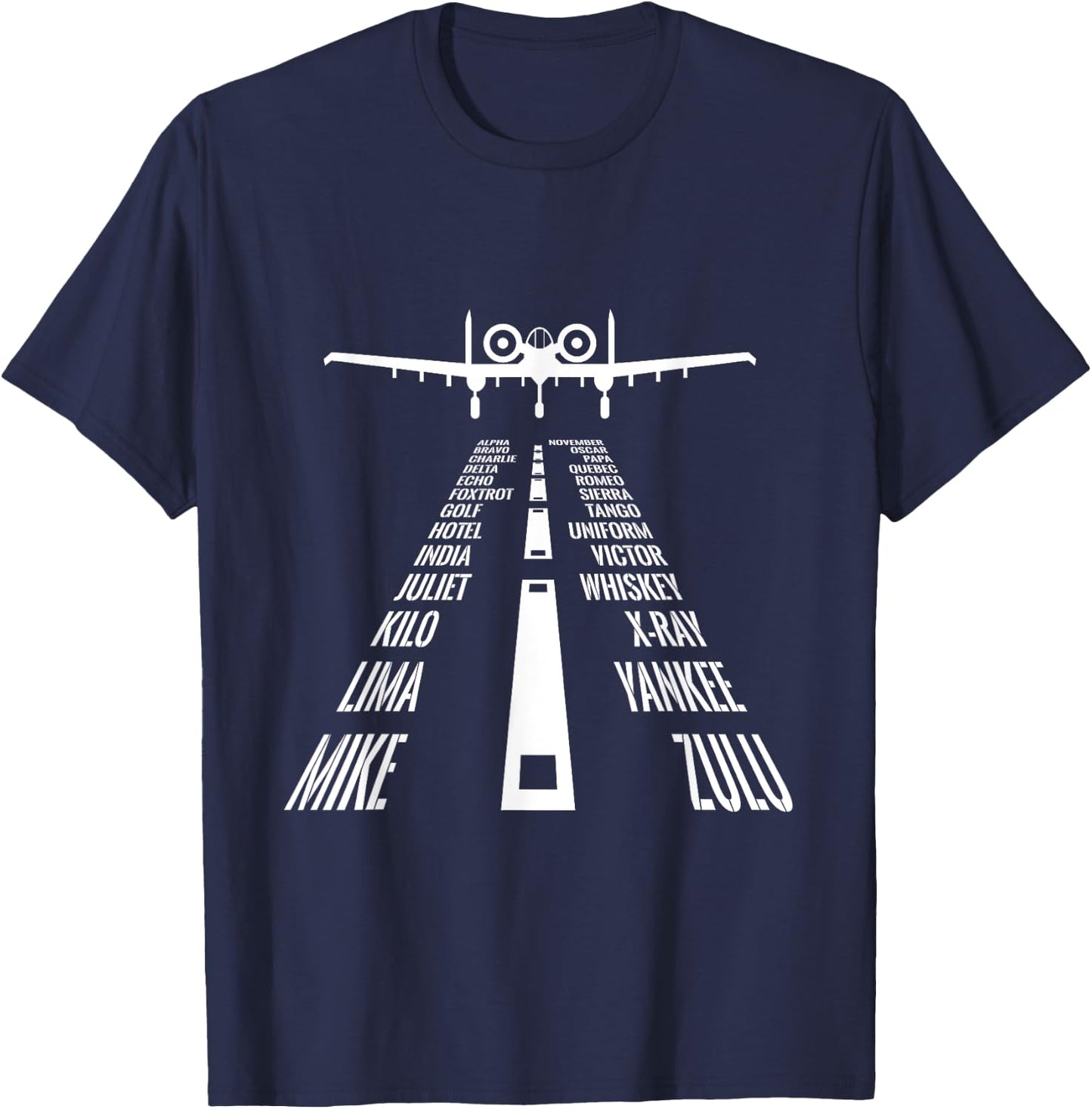 Flying A10 Warthog Pilot Landing Phonetic Alphabet Runway T-Shirt - T-Shirt | Navy