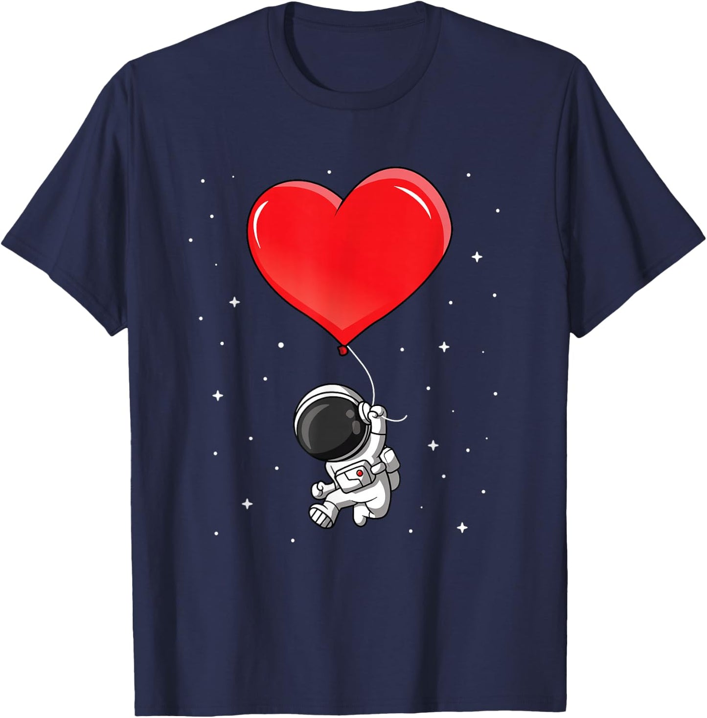 Kids Valentines Day Astronaut Holding Heart Balloon Space T-Shirt - T-Shirt | Navy