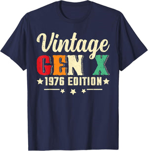 Vintage Gen X 1976 Edition Birthday T-Shirt - T-Shirt | Navy