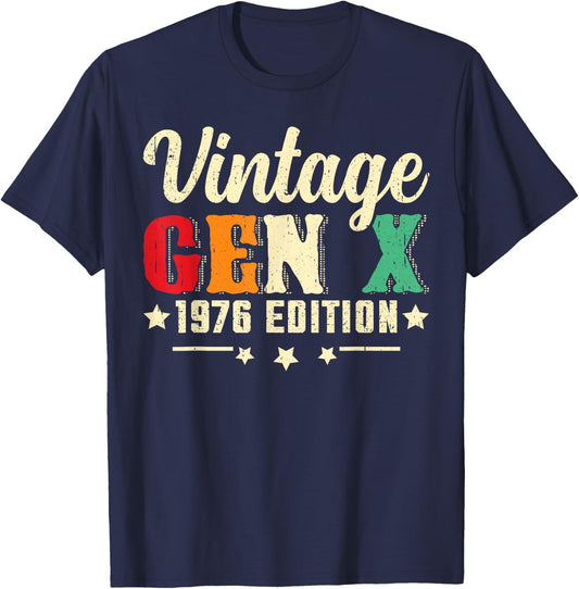 Vintage Gen X 1976 Edition Birthday T-Shirt - T-Shirt | Navy