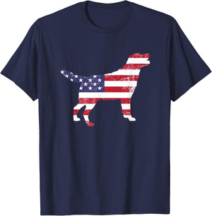 Labrador Retriever Dog USA Flag for Fouth of July T-Shirt - T-Shirt | Navy