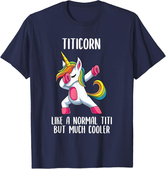 Unicorn Spanish Titi Girl Birthday Party Apparel, TitiCorn T-Shirt - T-Shirt | Navy