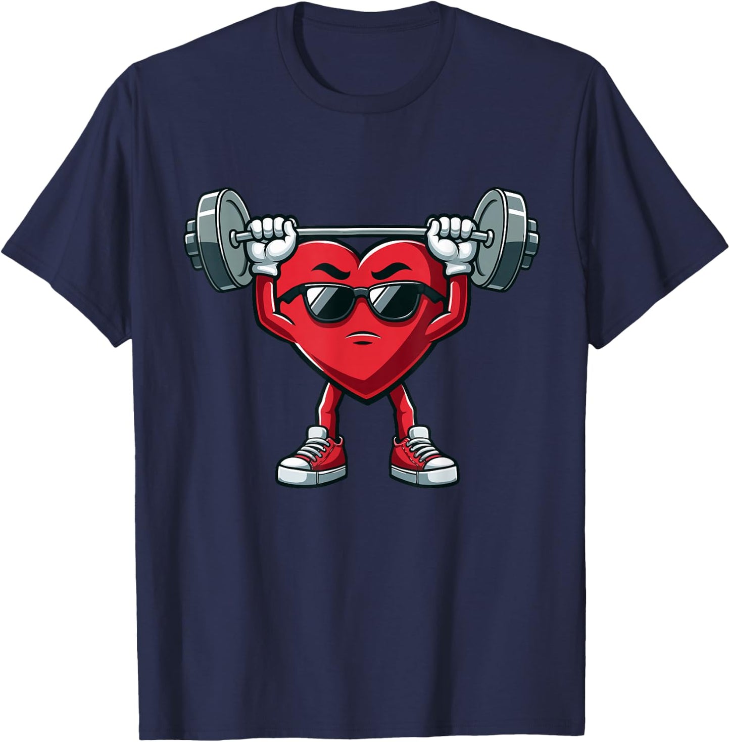 Funny Heart Weightlifting Valentines Day Deadlift Fitness T-Shirt - T-Shirt | Navy