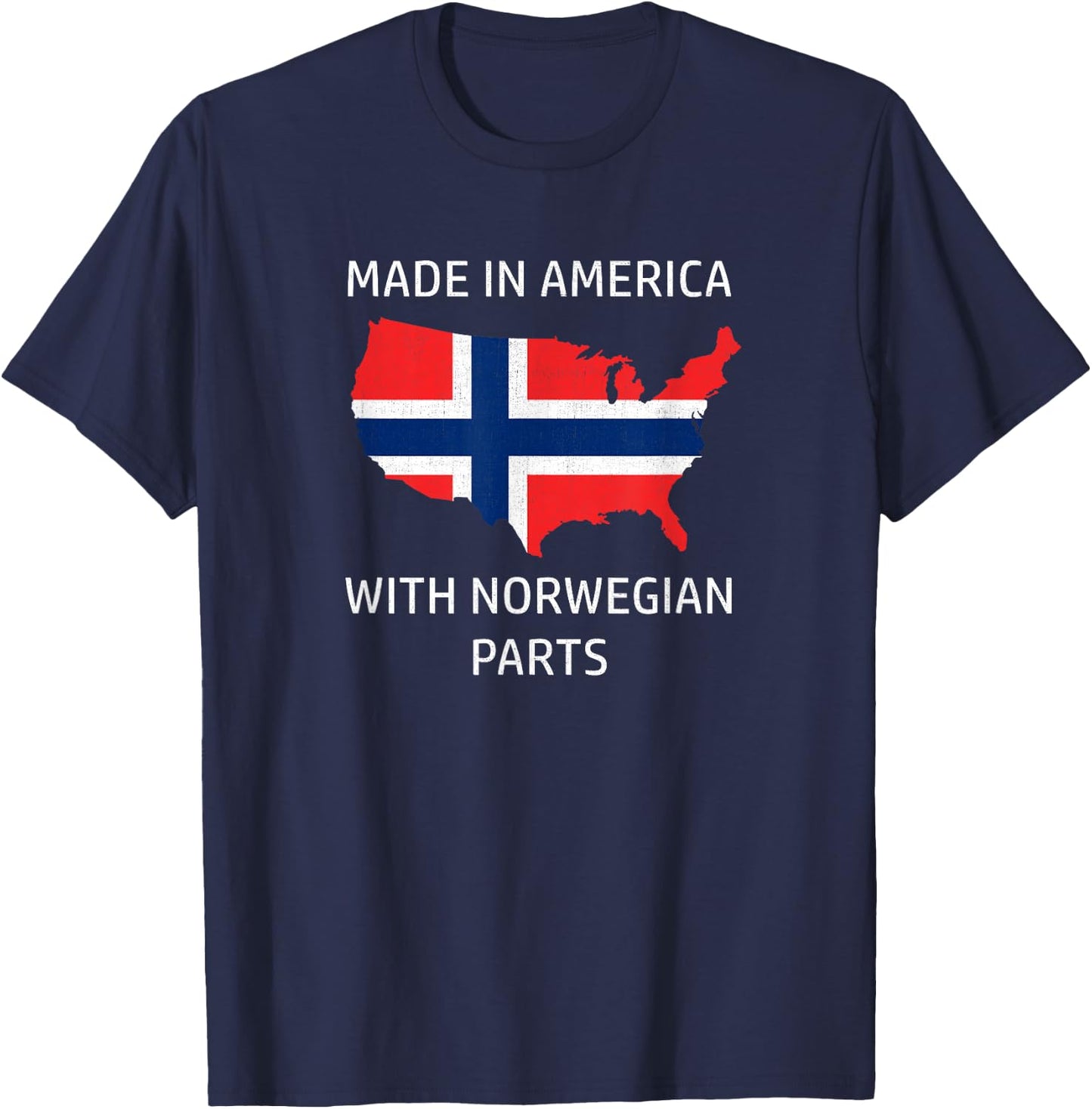 Made in America with Norwegian Parts - Norway and USA Pride T-Shirt - T-Shirt | Navy