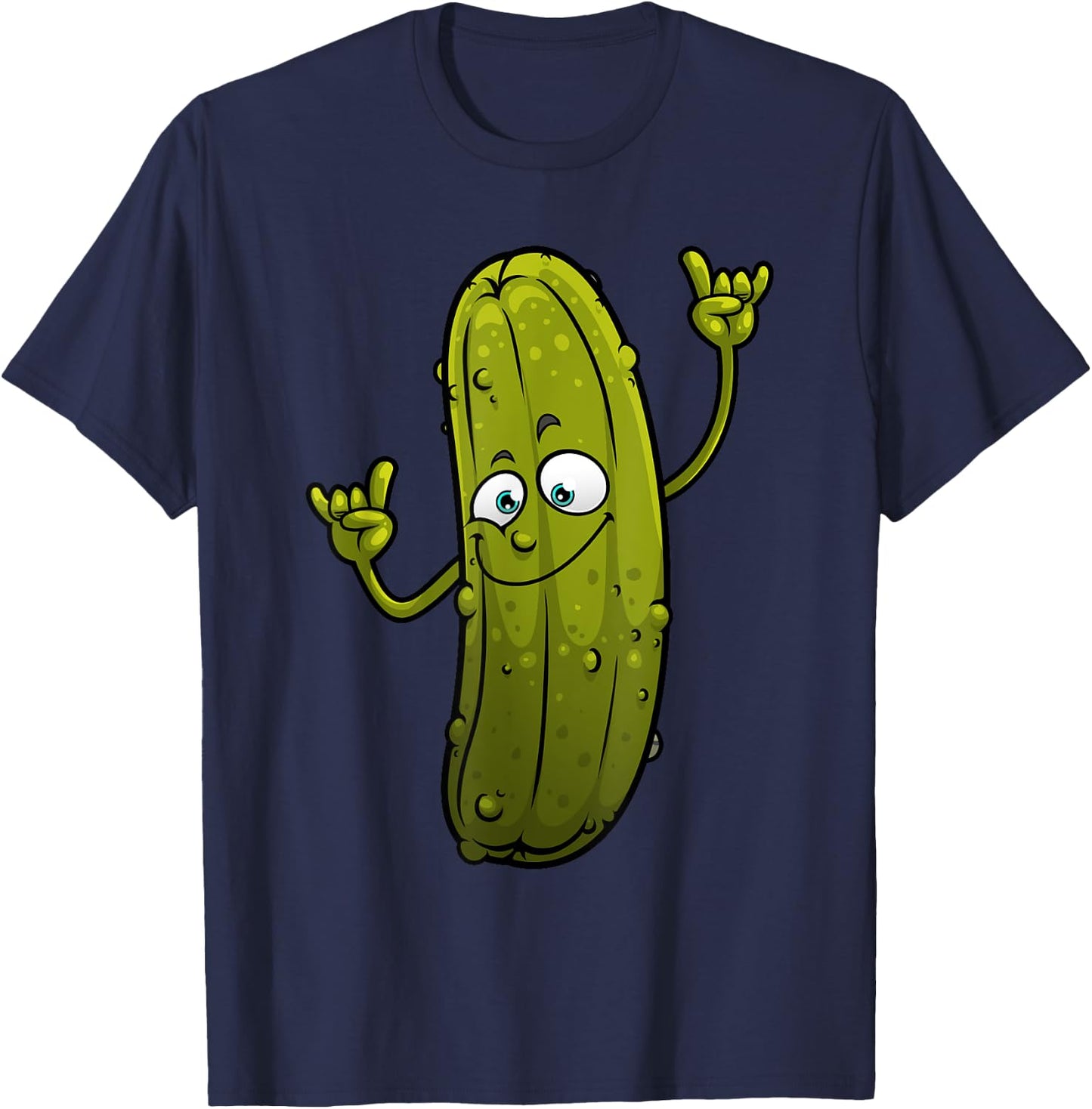 Funny Pickle Designs Women Cucumber Dancing Food T-Shirt - T-Shirt | Navy
