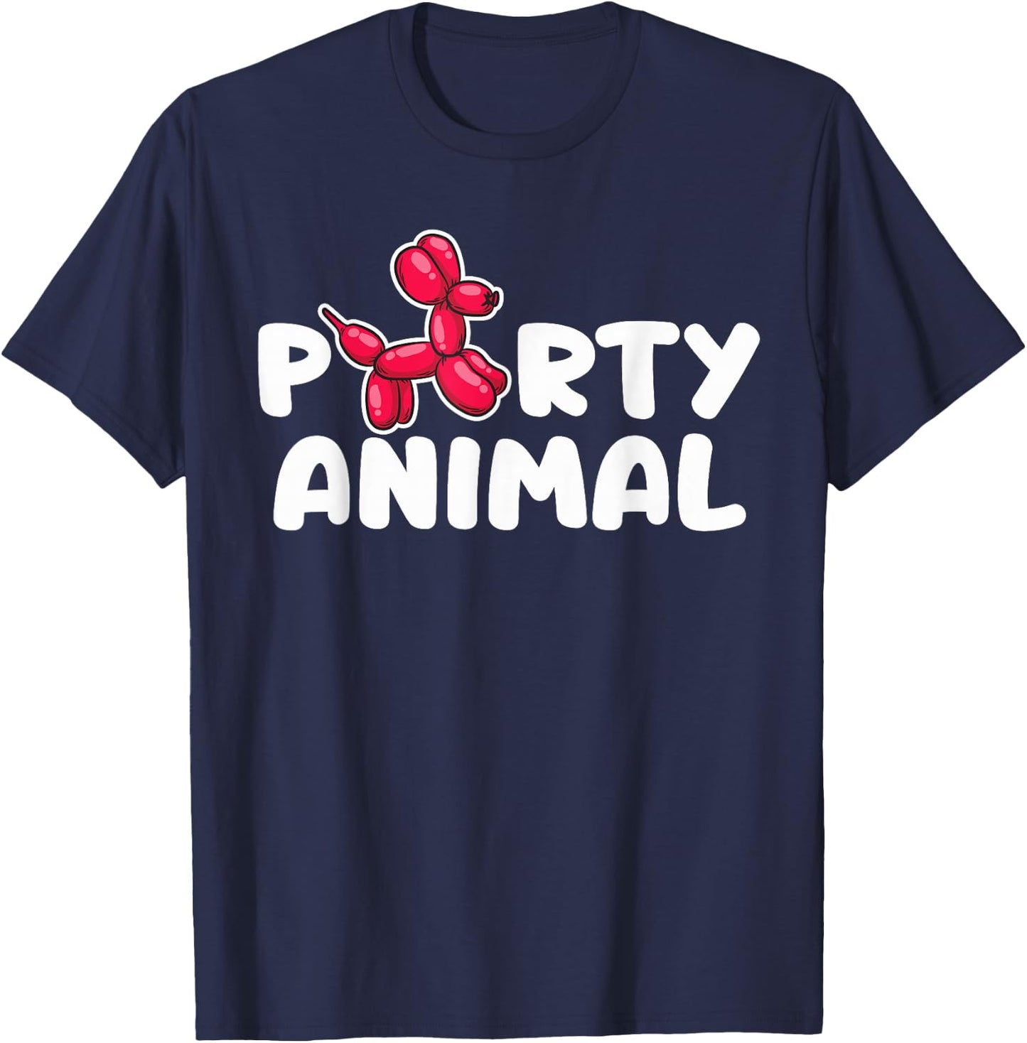 Party Animal - Red Balloon Dog Puppy Surprise T-Shirt - T-Shirt | Navy