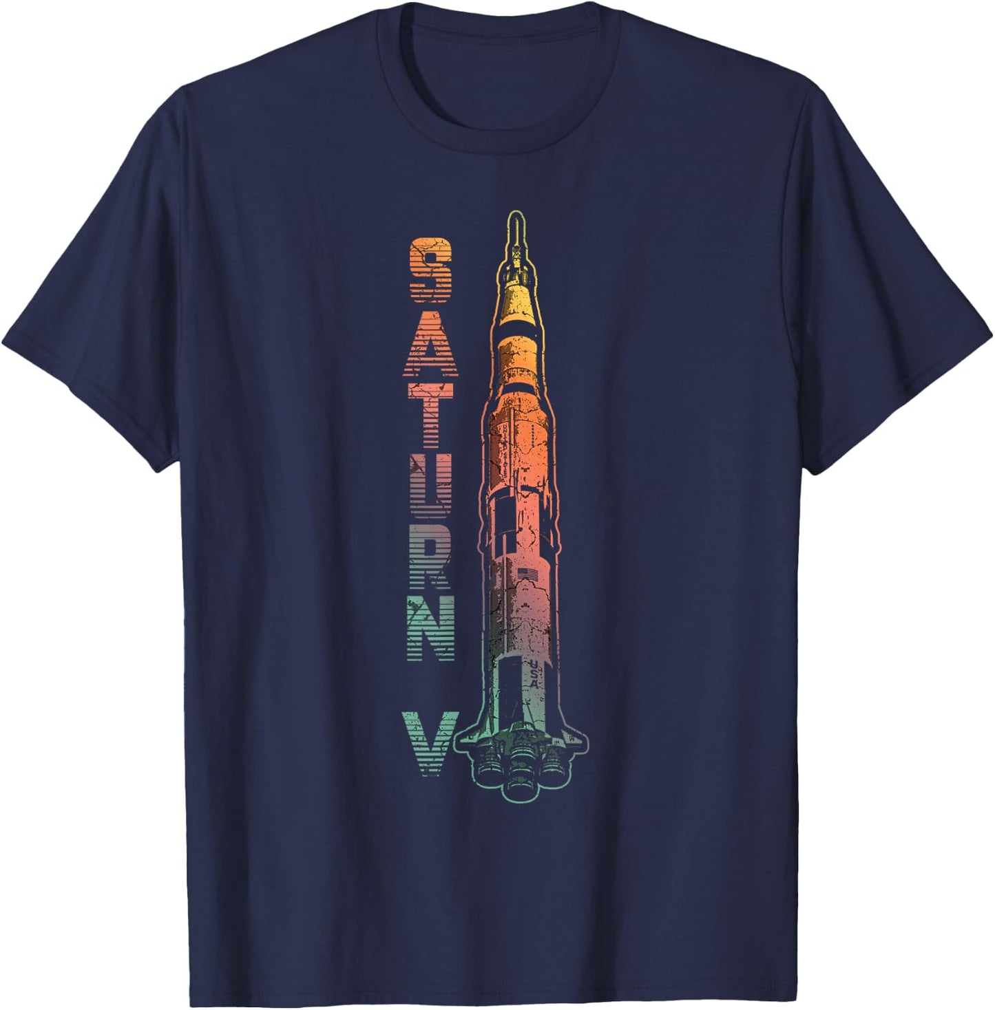 Saturn V Rocket Launch Vehicle Space American Spaceflight T-Shirt - T-Shirt | Navy