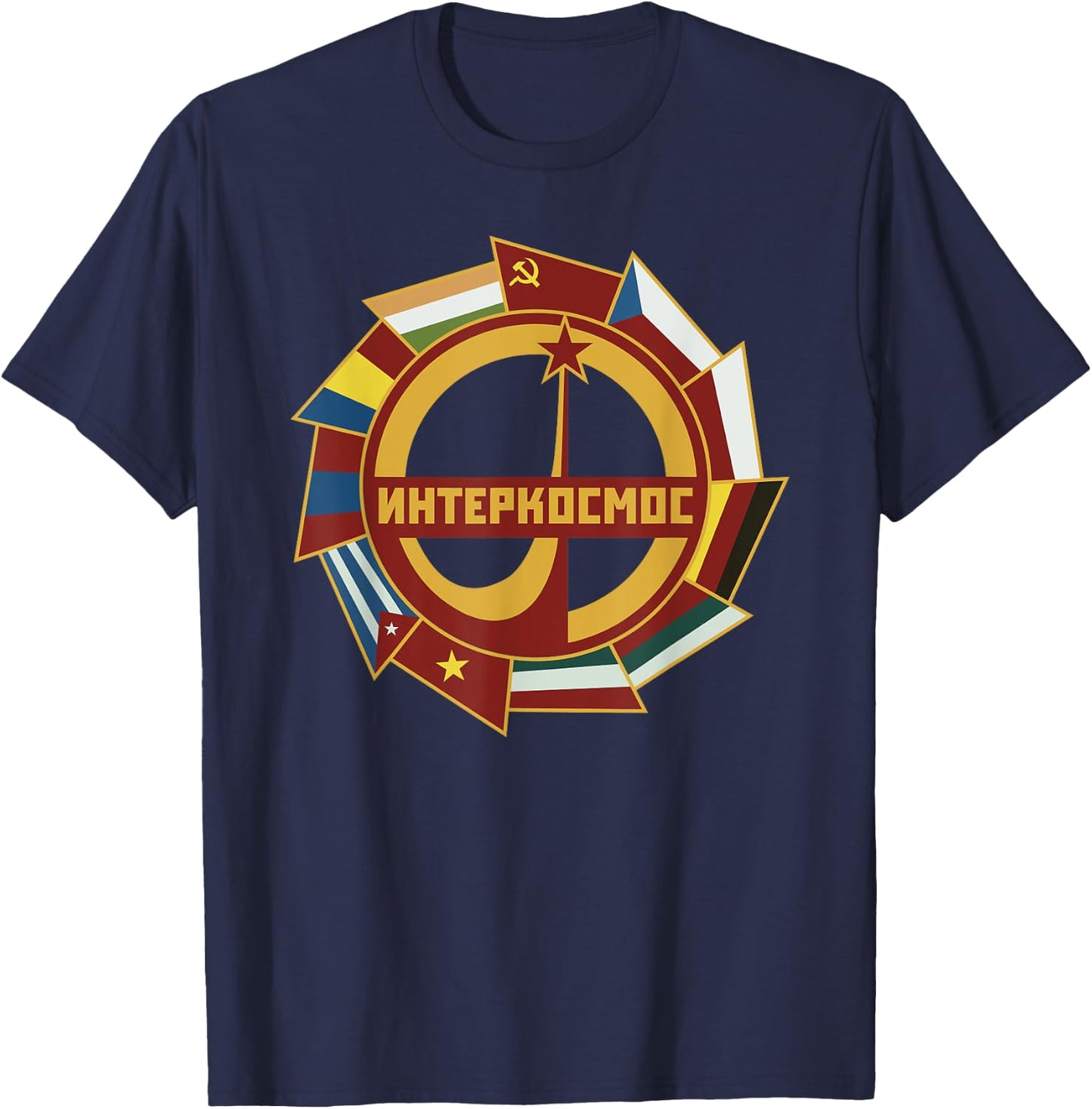 Interkosmos Russia Sputnik UdSSR Soviet Union T-Shirt - T-Shirt | Navy